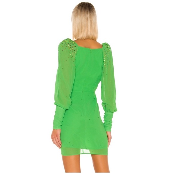 LPA Braxton Revolve Green Sequin Embellished Long Sleeve Mini Dress - Picture 3 of 4